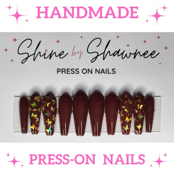 Handmade Luxury Press-On Nails | Sturdy & Reusable | CHOCOLATE BROWNIE - Picture 1 of 8